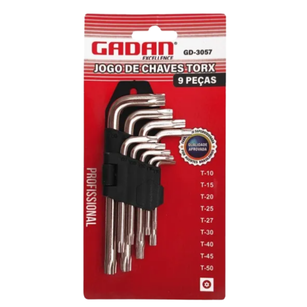 JOGO DE CHAVES TORX 9Peças - T10 A T50